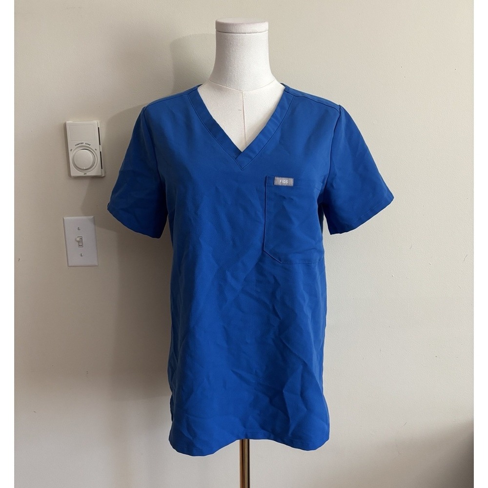 FIGS Catarina Scrub Top Womens XS Blue PO 2084 V Neck Healthcare